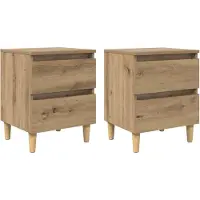 vidaXL Bedkasten 2 st Artisan Eiken 40 x 35 x 50 cm Bewerkt hout