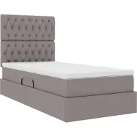 vidaXL Opslag bed met matras met hoofdeinde Taupe 100 x 200 cm Stof