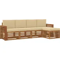 vidaXL Buiten bank set 5 st Natuurlijk en Beige