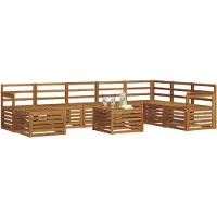 vidaXL Buiten bank set 9 st Naturel