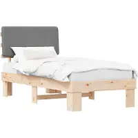 vidaXL Bedframe met Gevoerde Hoofdbord Lichtgrijs 75 x 190 cm