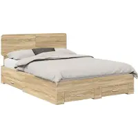 vidaXL Bedframe met lade Sonoma Eik 150 x 200 cm Bewerkt hout