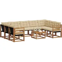 vidaXL Buiten bank set 10 st Natuurlijk en Beige