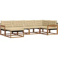 vidaXL Buiten bank set 6 st Natuurlijk en Beige Massief Acacia Hout