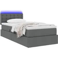 vidaXL LED opbergbed met matras Donkergrijs 100 x 200 cm Stof