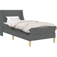vidaXL Bedframe met matras met hoofdeinde Grijs 90 x 190 cm Polyester