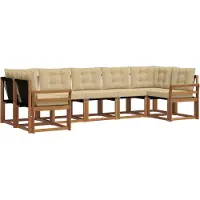 vidaXL Buiten bank set 7 st Natuurlijk en Beige