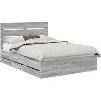 vidaXL Bedframe met lade Grijs Sonoma 140 x 200 cm Ingenieurshout