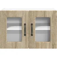 vidaXL Wandkast met glazen deuren, model PORTO, 2 stuks, beukenfineer (Sonoma-eik)