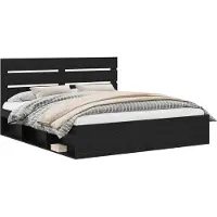 vidaXL Bedframe met hoofdeinde Zwart 200 x 200 cm Massief grenenhout