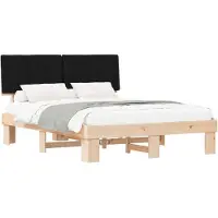 vidaXL Bedframe met Gevoerde Hoofdbord Zwart 150 x 200 cm