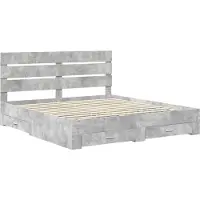 vidaXL Bedframe met lade Beton Grijs 200 x 200 cm Bewerkt hout