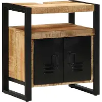 vidaXL Badkamermeubel Set 2 st Bruin en Zwart Massief Mango Hout