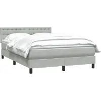 vidaXL Boxspring met matras fluweel lichtgrijs 160x210 cm