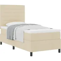 vidaXL Boxspring bed met matras met hoofdeinde Crème 100 x 200 cm Stof