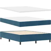 vidaXL LED Box Spring Bed Donkerblauw 140 x 200 cm Fluweel