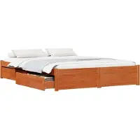 vidaXL Bedframe met lade Wasbruin 120 x 200 cm Massief vurenhout