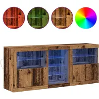 vidaXL LED Dressoir Oudhout 162 x 37 x 67 cm Bewerkt hout