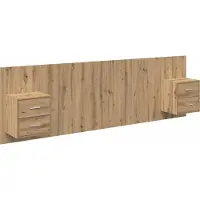 vidaXL Hoofdeinde Met Kast 3 st Artisan Eiken Bewerkt hout