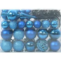 vidaXL Kerstbal Set met 150 LED 61 pcs Blauw Kunststof