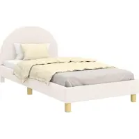 vidaXL Kinderen bedframe met hoofdboard Crèmekleurig 80 x 200 cm