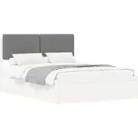 vidaXL Bedframe met Gevoerde Hoofdbord Lichtgrijs 140 x 190 cm