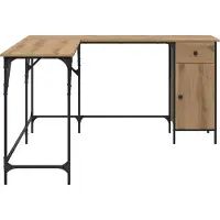 vidaXL Bureau Artisan Eiken Bewerkt hout 141 x 141 x 75 cm
