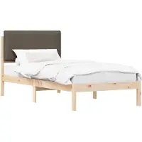vidaXL Bedframe met Gevoerde Hoofdbord Taupe 75 x 190 cm