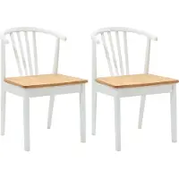 vidaXL Eetkamerstoel 2 st Massief Rubberhout wit en naturel