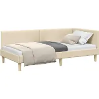 vidaXL Hoek Bed Frame Crème 90 cm x 200 cm Stof en multiplex