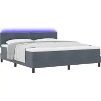 vidaXL LED Box Spring Bed Donkergrijs 180 x 200 cm Fluweel