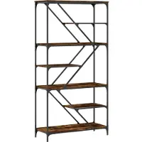 vidaXL Boekenrek 91x36x176 cm bewerkt hout en staal gerookt eikenkleur