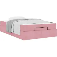 vidaXL Bedframe met matras 2 st Roze Fluweel