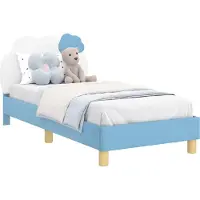 vidaXL Kinderen bedframe met hoofdboard Blauw 80 x 160 cm PU