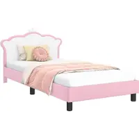 vidaXL Kinderen bedframe met hoofdboard Roze 90 x 200 cm PU