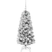 vidaXL Kunstmatige Hinged Kerstboom 150 LED's Groen en Wit 120 cm