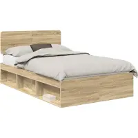 vidaXL Bedframe met hoofdeinde Sonoma 120 x 200 cm Massief grenenhout