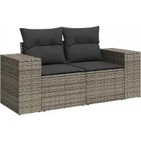 vidaXL Tuinbank Set 8 st 8-Aantal zitplaatsen Grijs Poly Riet
