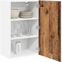 vidaXL Hangkast Oud Hout en Wit 50 x 31 x 80 cm Bewerkt hout