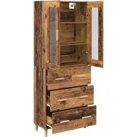 vidaXL Highboard Oud Hout 69,5 x 34 x 180 cm Gefabriceerd Hout en Glas