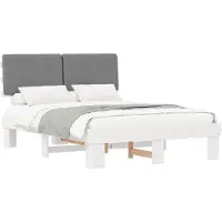 vidaXL Bedframe met Gevoerde Hoofdbord Lichtgrijs 135 x 190 cm