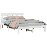 vidaXL Bedframe met hoofdeinde Bruin 140 x 200 cm Massief grenenhout