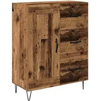 vidaXL Highboard 2 st Oudhout 69,5 x 34 x 180 cm Bewerkt hout en glas