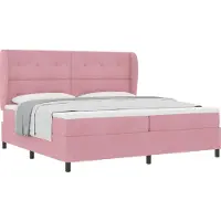 vidaXL Boxspring bed met hoofdeinde Roze 200 x 200 cm Fluweel