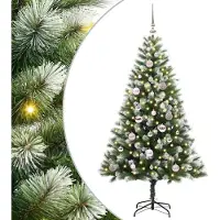 vidaXL Kunstmatige scharnierende Kerstboom met gevlochten sneeuw