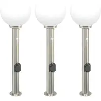 vidaXL Bolderverlichting met sensor en stopcontact 3 stuks 80 cm roestvrij staal IP44