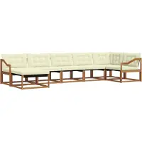 vidaXL Buiten bank set 7 st Natuurlijk en Crème Massief Acacia Hout
