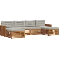 vidaXL Buiten bank set 6 st Natuurlijk en Licht Grijs
