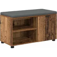 vidaXL Hallenbank Oudhout 80 x 38 x 46 cm Geengineerd Hout en Stof