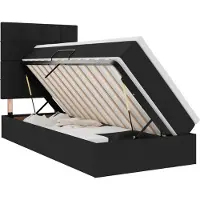 vidaXL LED-bed met opbergruimte en matras, zwart, 90 x 200 cm, met stoffen bekleding